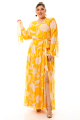 MAXIVESTIDO AMARILLO FLOWER PRINT