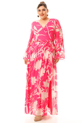 MAXIVESTIDO FUCSIA FLOWER PRINT