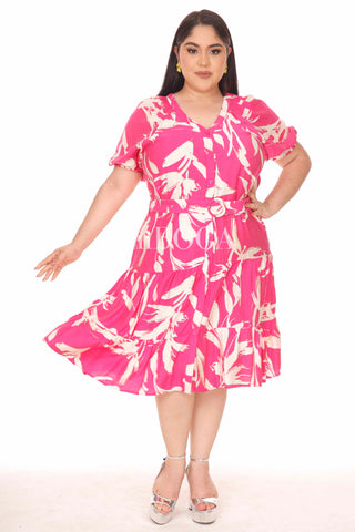 VESTIDO MIDI BELT FUCSIA