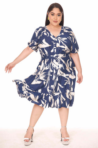 VESTIDO MIDI BELT NAVY